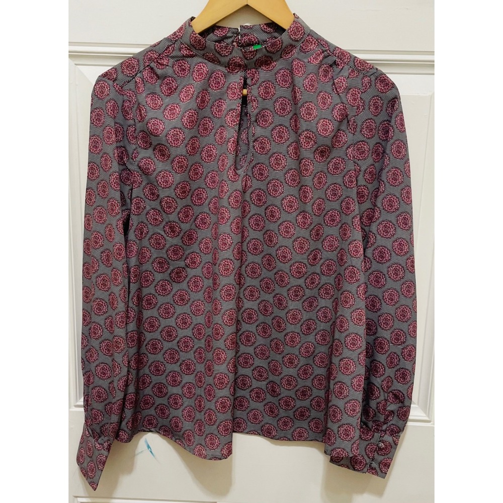 United Colors of Benetton Floral Print Mock Neck Blouse Top S